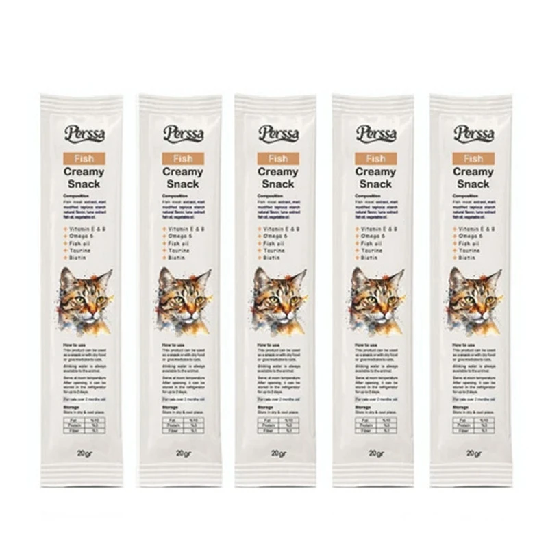 تشویقی گربه پرسا مدل بستنی طعم اسنک خامه ای وزن 20 گرم بسته 5 عددی