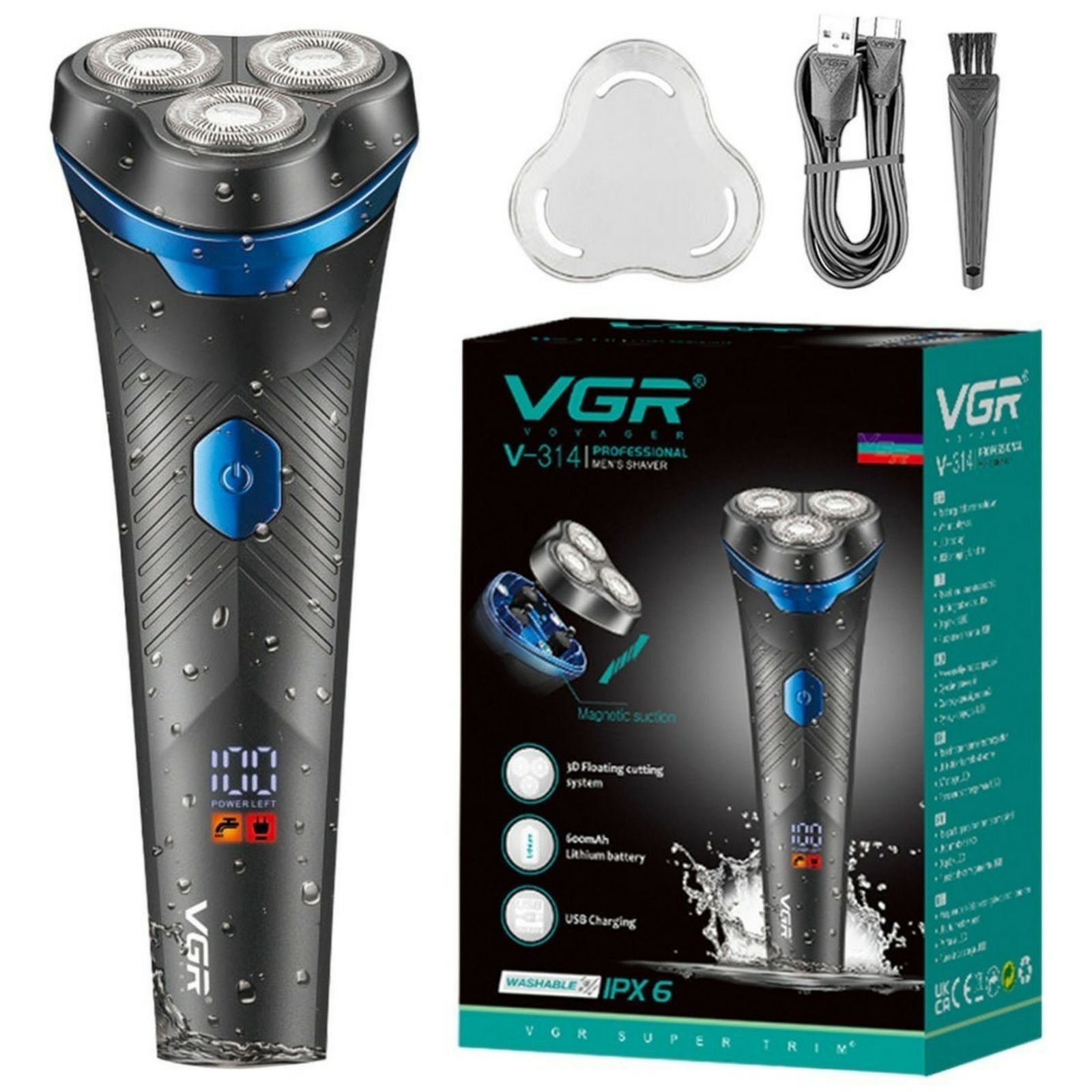 ماشین اصلاح موی صورت شارژی وی جی ار مدل V-314 -  - 6