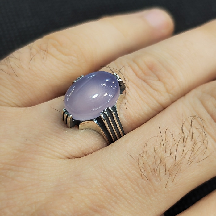 انگشتر نقره مردانه مدل سنگ عقیق کبود کد 13