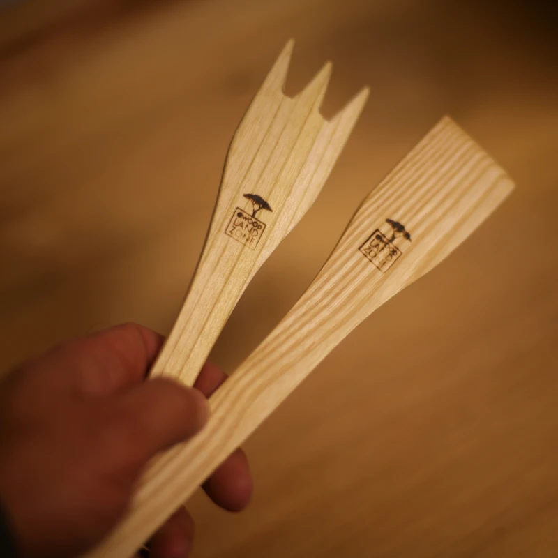 عکس شماره 3 : ست قاشق و چنگال چوبی وودلندزون مدل woody