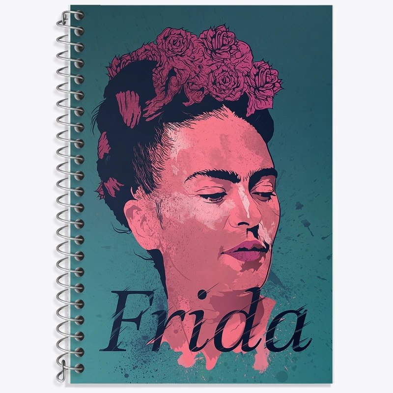 دفتر زبان 50 برگ خندالو مدل دو خط طرح فریدا کالو (Frida Kahlo) کد F893