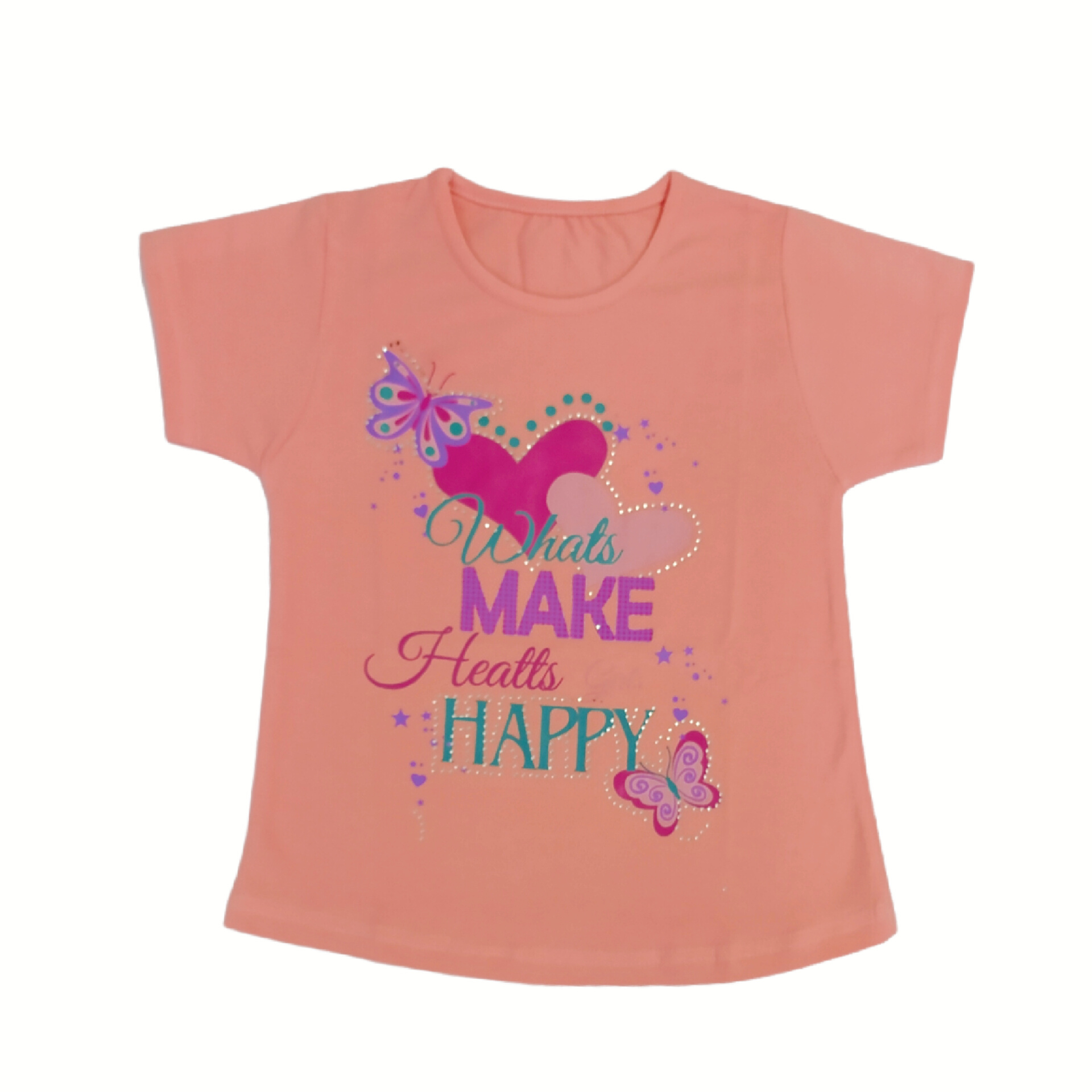 تی شرت دخترانه مدل قلب رنگ نارنجی