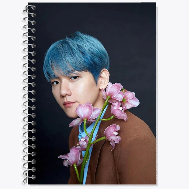 دفتر زبان 50 برگ خندالو مدل سه خط طرح بکهیون گروه اکسو EXO کد 13610