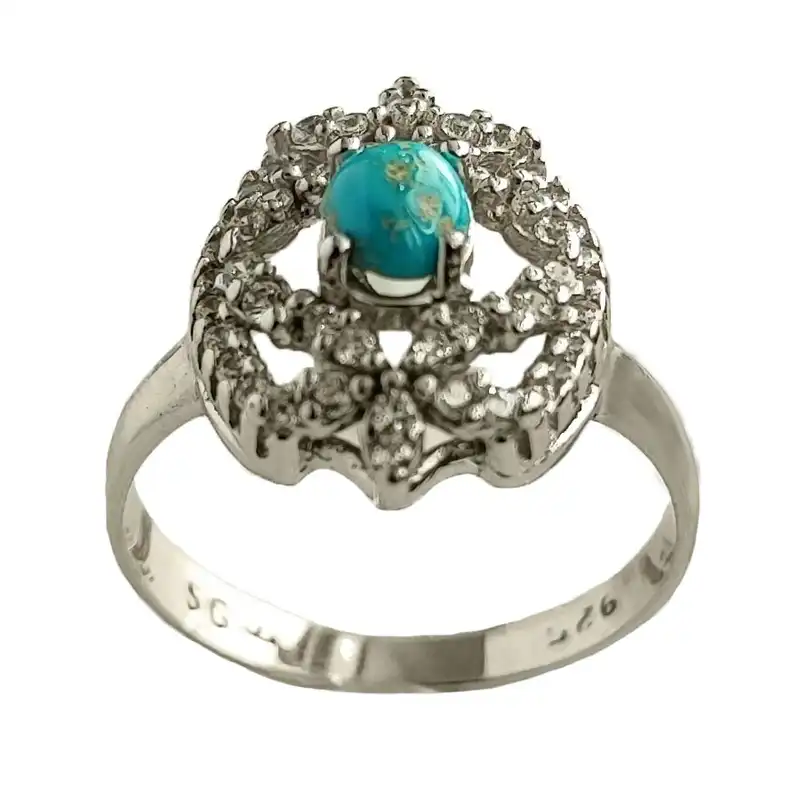 انگشتر نقره زنانه مدل فیروزه نیشابور FW3082