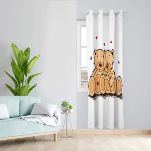پرده مدل خرس و قلب مخمل پانچی کد 4458 سایز 140x280 سانتی متر