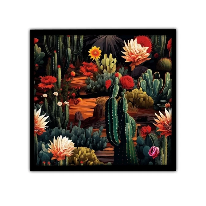 تابلو نوری بکلیت طرح طبیعت گل و کاکتوس مدل B-MID-17132