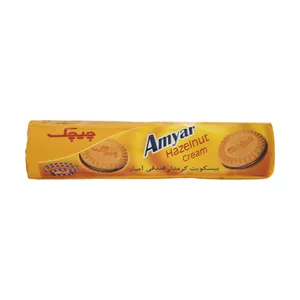 بیسکویت کرم دار آمیار چیچک با طعم فندقی - 350 گرم 