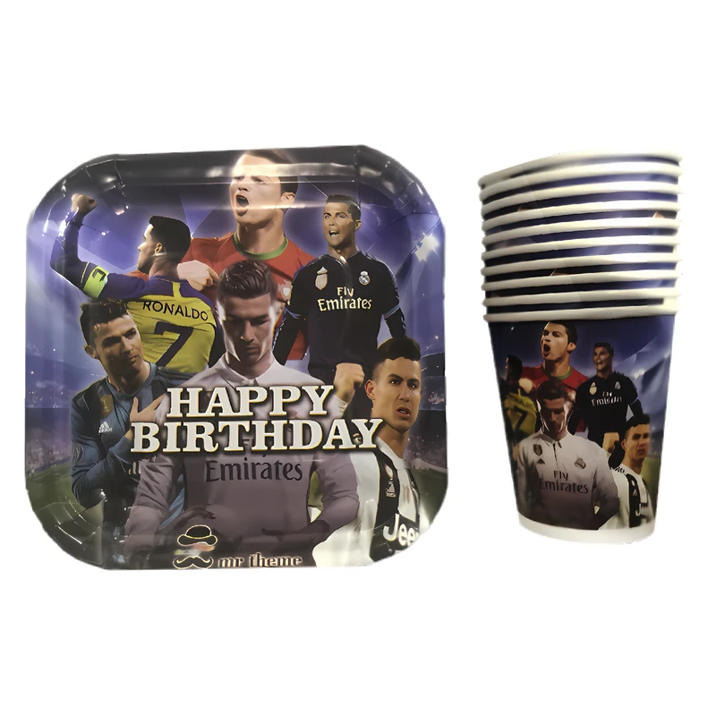 پیش دستی و لیوان یکبار مصرف مستر تم مدل رونالدو پلاس بسته بندی 20 عددی