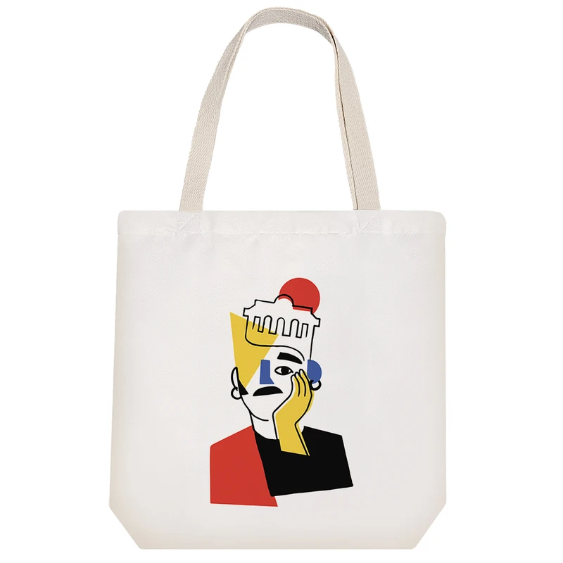 ساک خرید پارچه ای خندالو طرح پرتره مدل توت بگ کد 7134