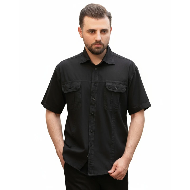پیراهن آستین کوتاه یقه انگلیسی مردانه مدل سافاریا