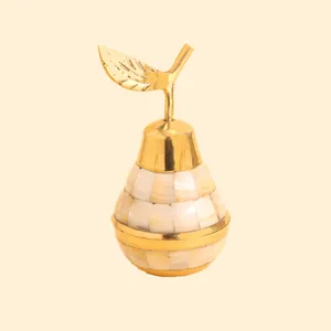 جعبه جواهرات مدل برنجی و صدفی گلابی کد 02