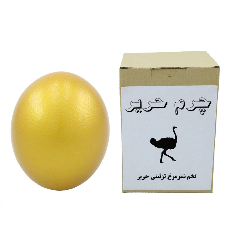 تخم شترمرغ تزیینی چرم حریر مدل طلایی
