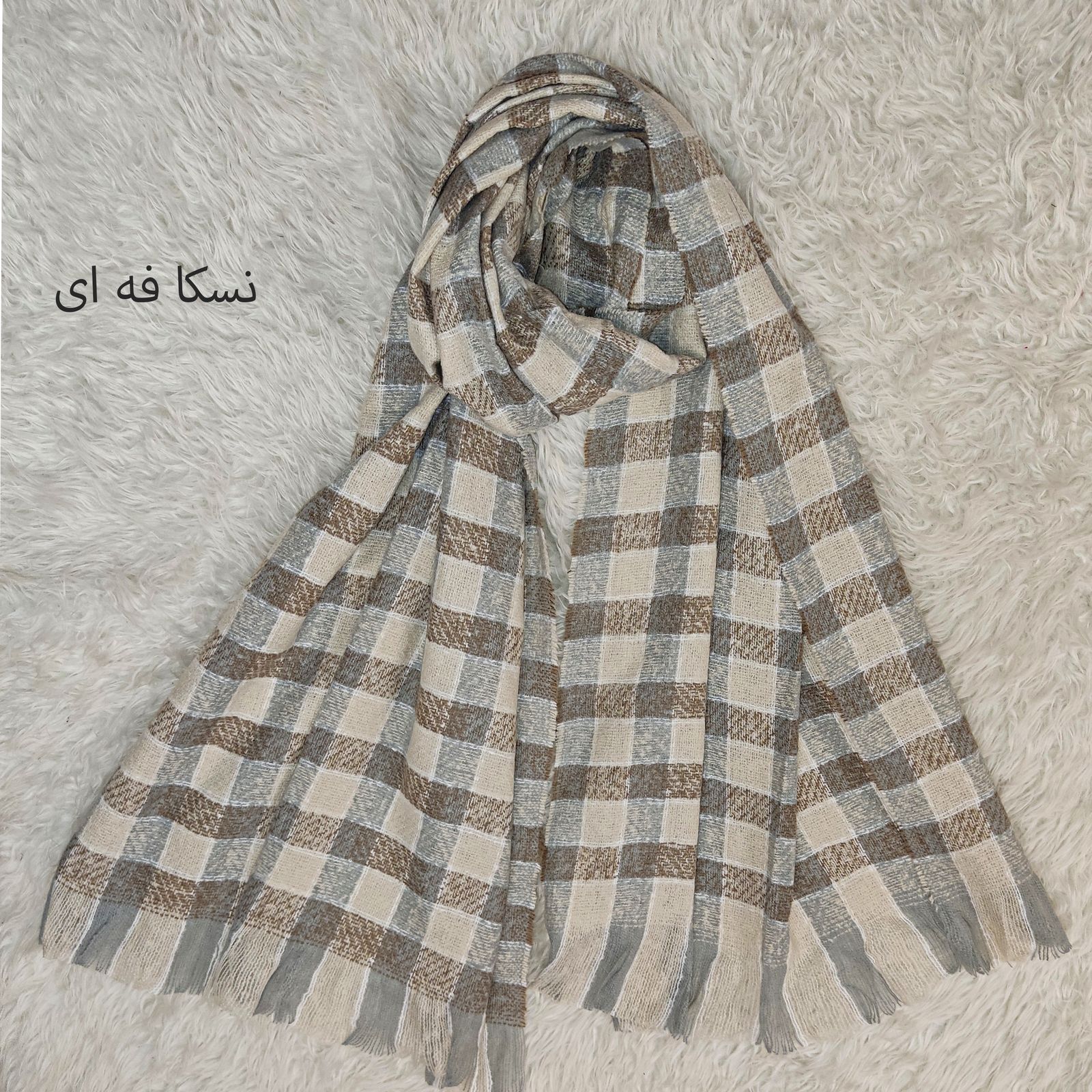 شال زنانه مدل نخ بوکله زمستانه کد 99932 -  - 5