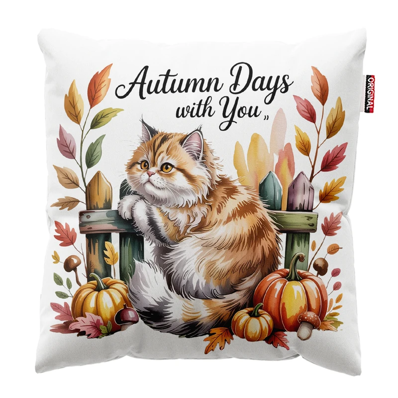 کوسن پاد آفرین مدل پاییز طرح گربه کد PK401963 سایز 40*40 سانتی متر