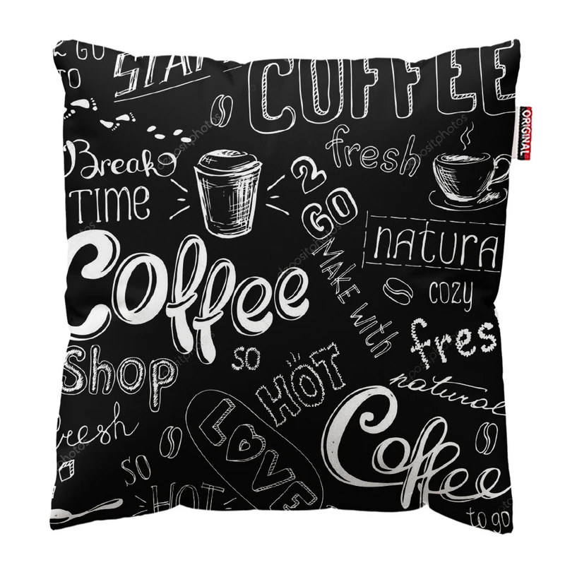   کوسن پاد آفرین طرح قهوه کافی کافه coffee کد 4047 سایز 30*30 سانتی متر