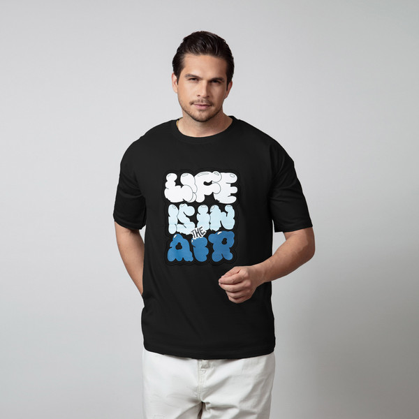 تی شرت اورسایز  آستین کوتاه مردانه باینت مدل 768-2 رنگ مشکی
