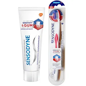 خمیر دندان سنسوداین مدل Gum care حجم 70 میلی لیتر به همراه مسواک سنسوداین مدل Gum با برس نرم
