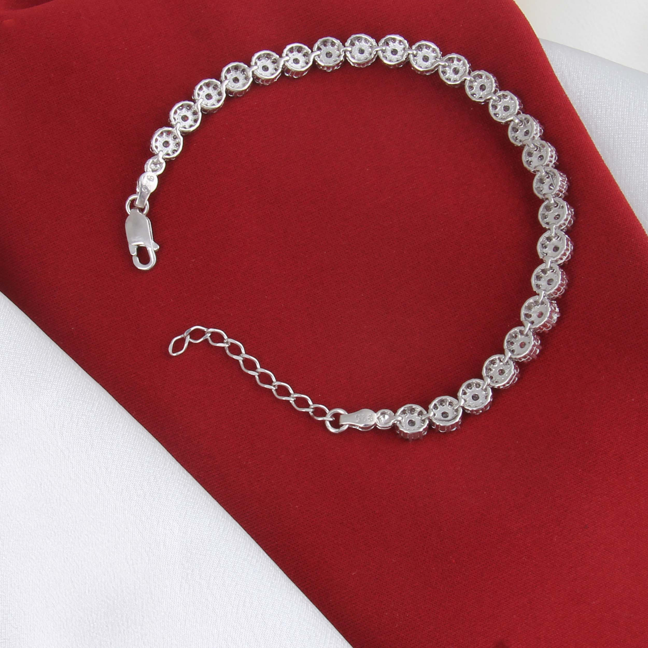 دستبند نقره زنانه مدل آبکاری رادیوم کد DP_601