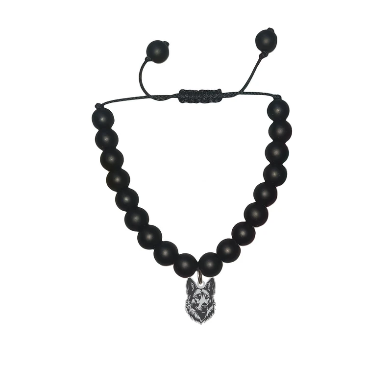 دستبند مهره‌ای هایکا مدل رخ سگ ژرمن شپرد کد jac.h 96