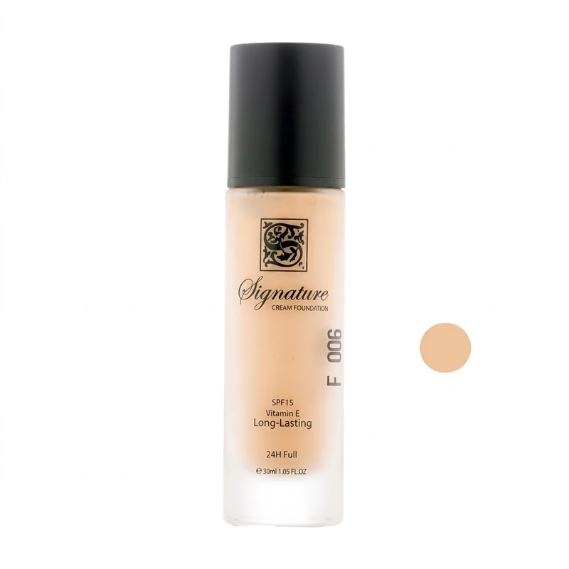 کرم پودر مایع spf 15 سیگنیچر مدل فول کاور شماره F006 مناسب برای انواع پوست حجم 35 میلی‌ لیتر 