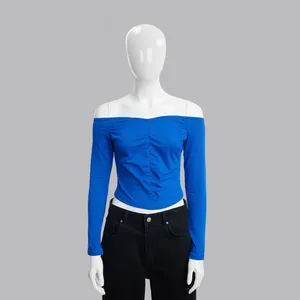 کراپ بلوز آستین بلند یقه قایقی زنانه ترندیول مدل 838499879