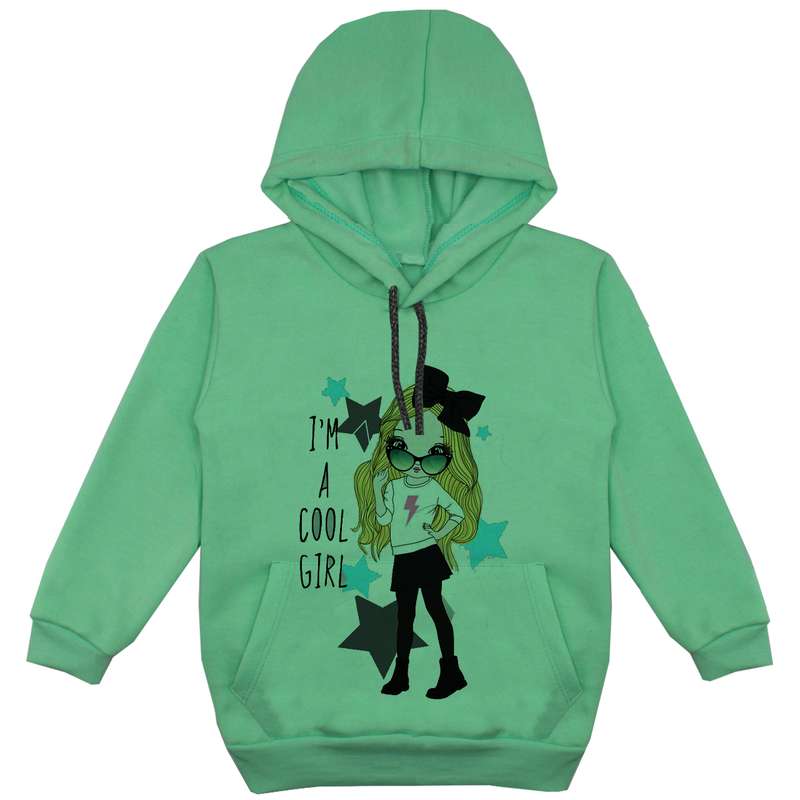 هودی دخترانه مدل دخترعینکی F66 رنگ سبز