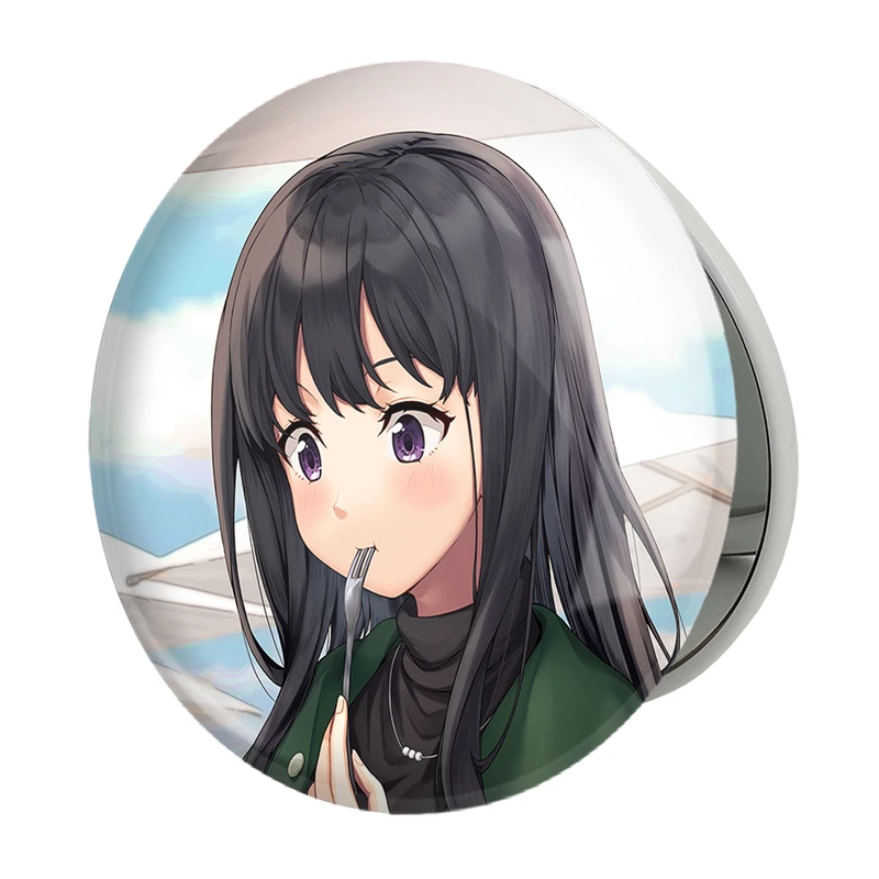 آینه جیبی خندالو طرح تاکینا انیمه لیکوریس ریکویل Lycoris Recoil مدل تاشو کد 22983 