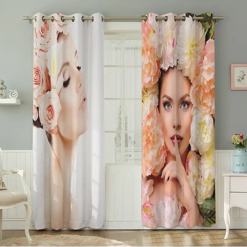 پرده نیروانا طرح چهره مدل مخمل کد 4714 سایز 140×280 سانتی متر