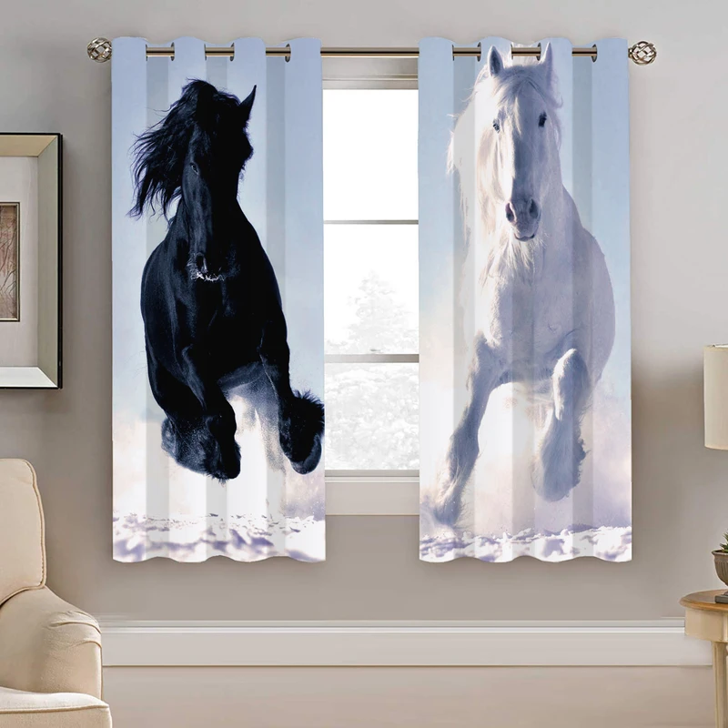 پرده نیروانا طرح اسپ مدل هازان کد 8845 سایز 140×200 سانتی متر