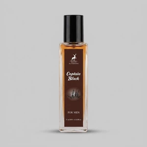 عطر جیبی مردانه الحمبرا مدل capitan black با رایحه گرم، تند، تلخ، چوبی حجم ۳۵ میلی لیتر