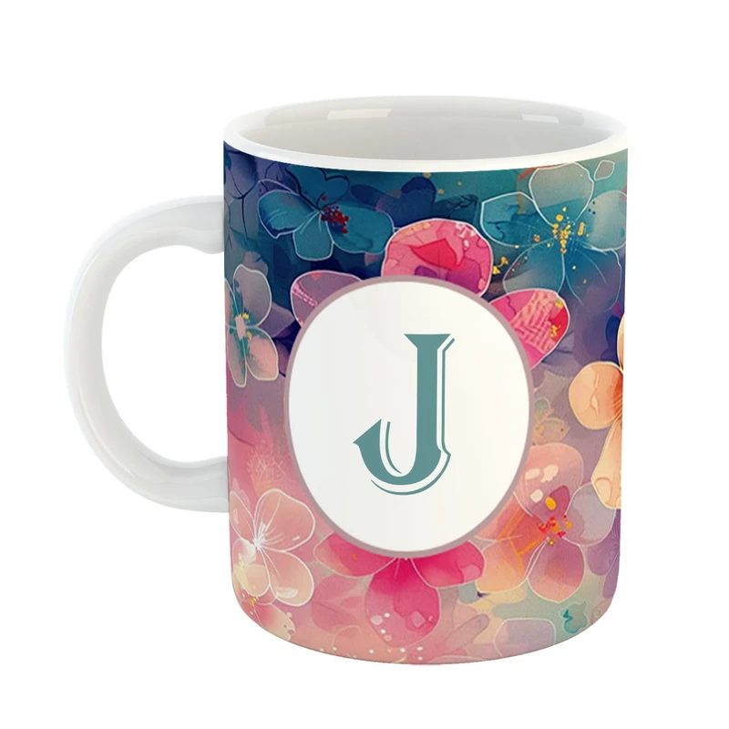ماگ پادآفرین مدل فانتزی طرح حرف J کد 20