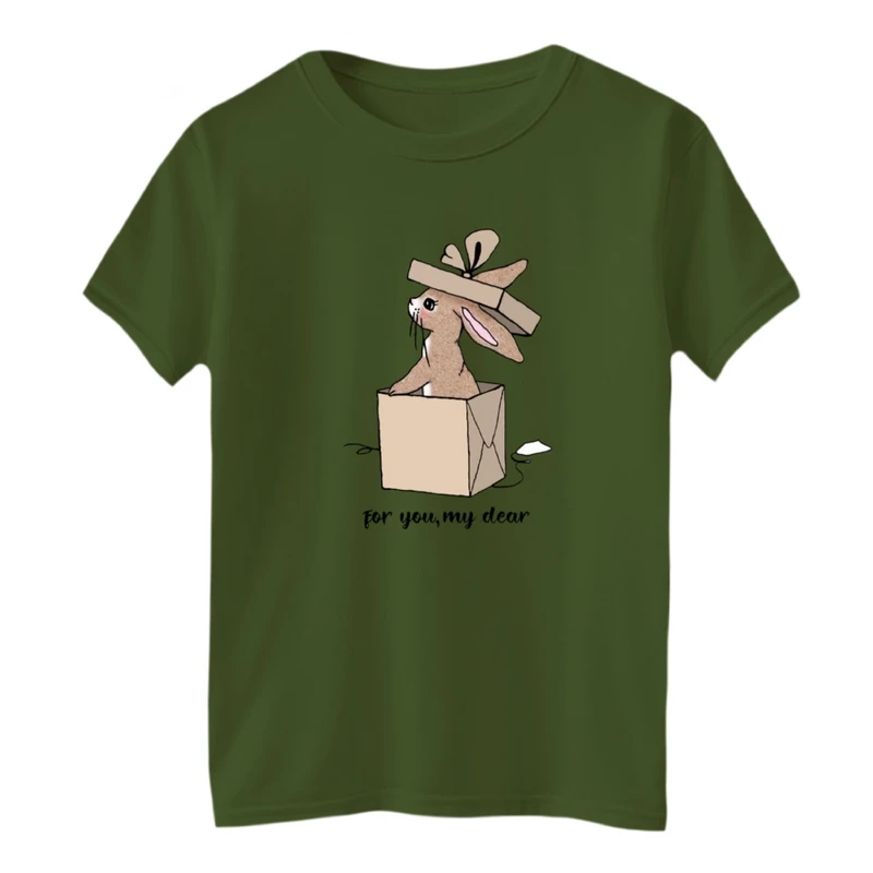 تی‌شرت آستین کوتاه لانگ بچگانه مدل خرگوش و کادو