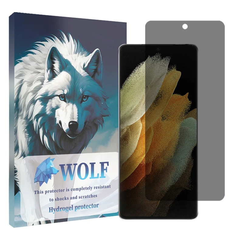 محافظ صفحه نمایش حریم شخصی ولف مدل Tough مناسب برای گوشی موبایل سامسونگ Galaxy S21 Ultra