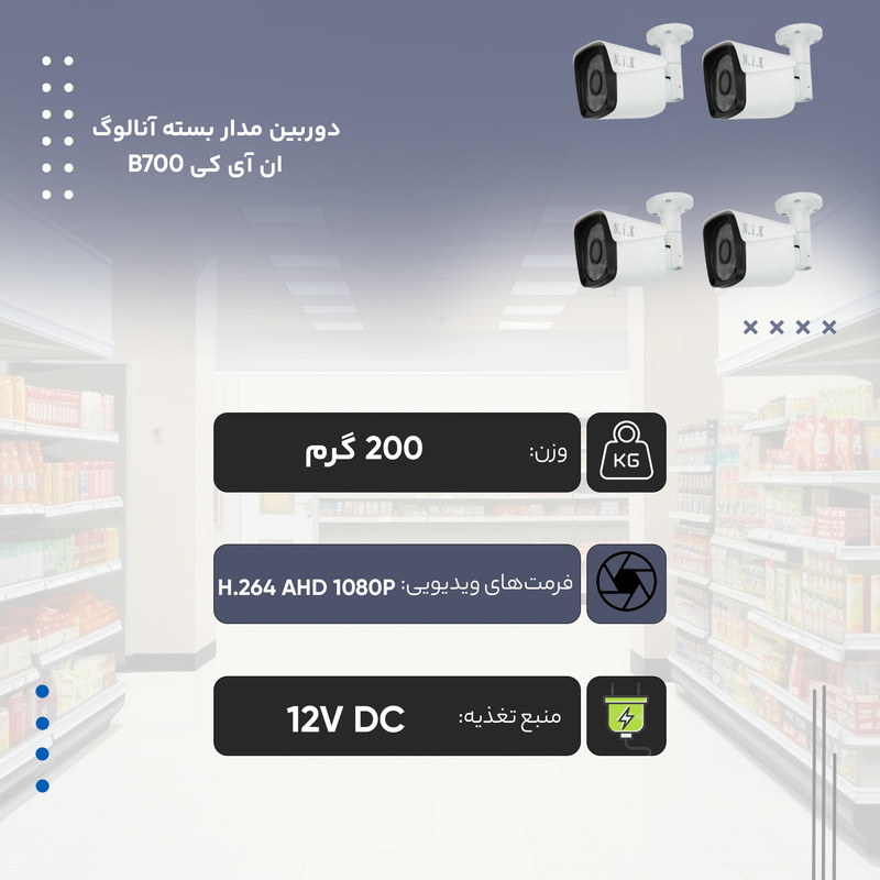 دوربین مدار بسته آنالوگ ان آی کی مدل B700 بسته 4 عددی