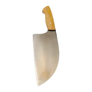 ساطور آشپزخانه با دسته چوبی و تیغه استیل الماس زنجان مدل صربستانی کد sp-800