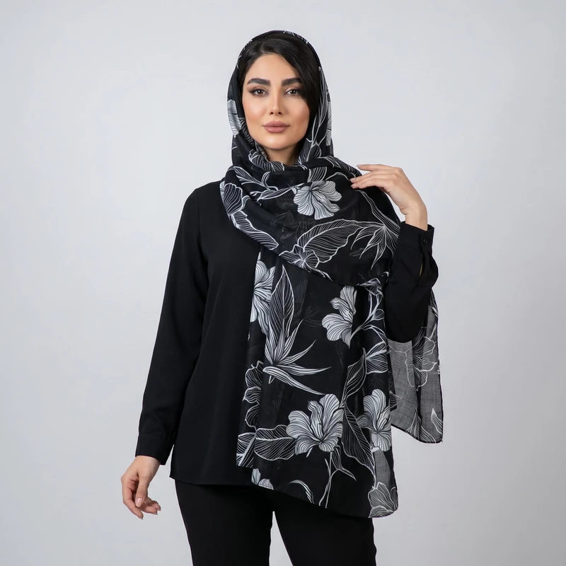 شال زنانه مدل نخی طرح گل تابستانی کد 1085