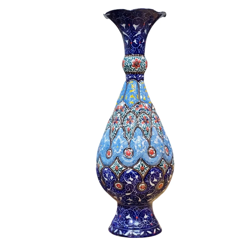 گلدان میناکاری مسی میناسرای نیکنامی مدل موشکی 02