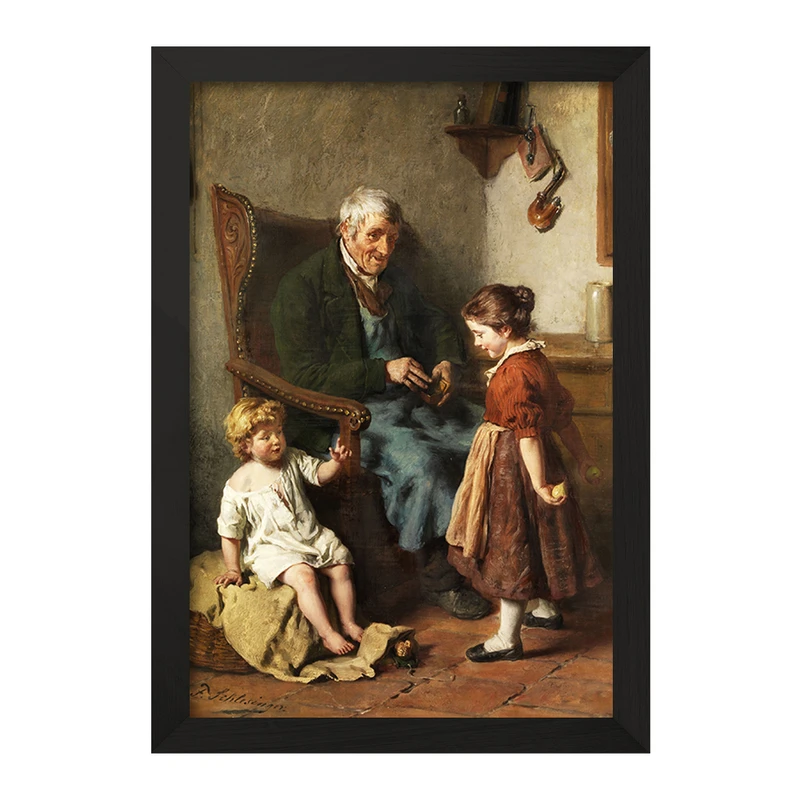 تابلو خندالو مدل نقاشی با پدربزرگ اثر فلیکس شلزینگر کد F12301