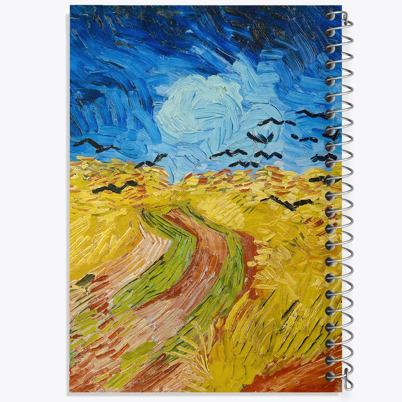 دفتر مشق 100 برگ خندالو طرح مزرعه گندم با کلاغ ها ونسان ونگوگ (Van Gogh) کد 36802