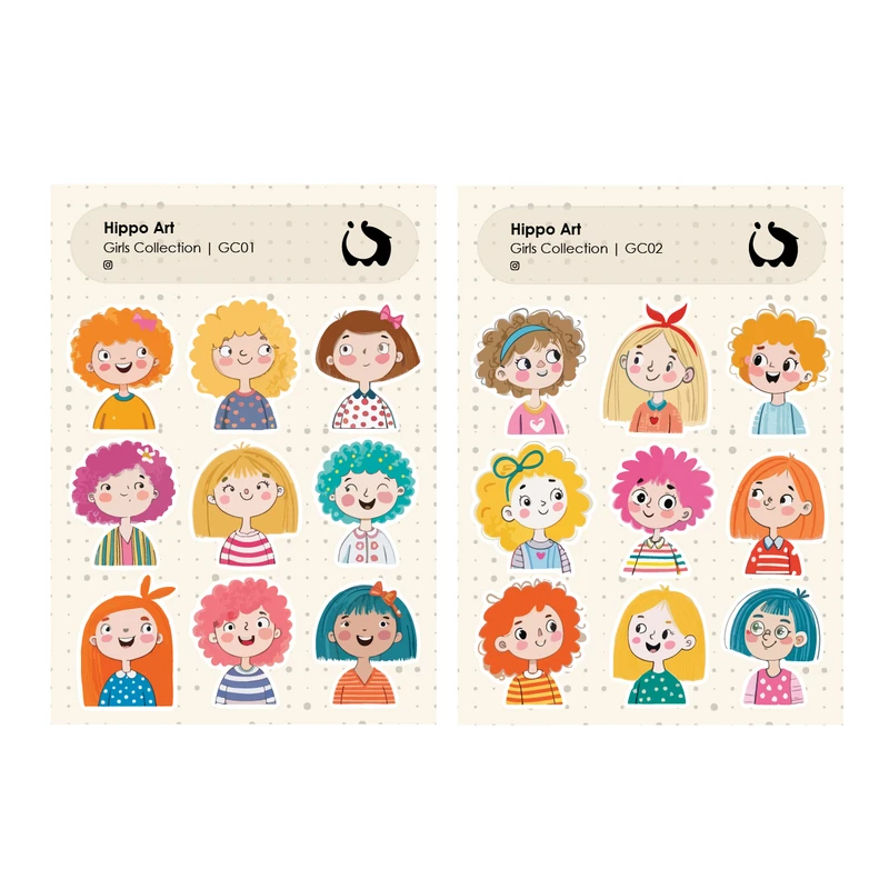 برچسب هیپوآرت مدل دختران بسته دو عددی