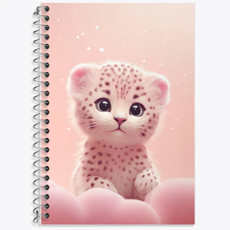 دفتر زبان 50 برگ خندالو مدل سه خط طرح پلنگ کیوت کد F2610