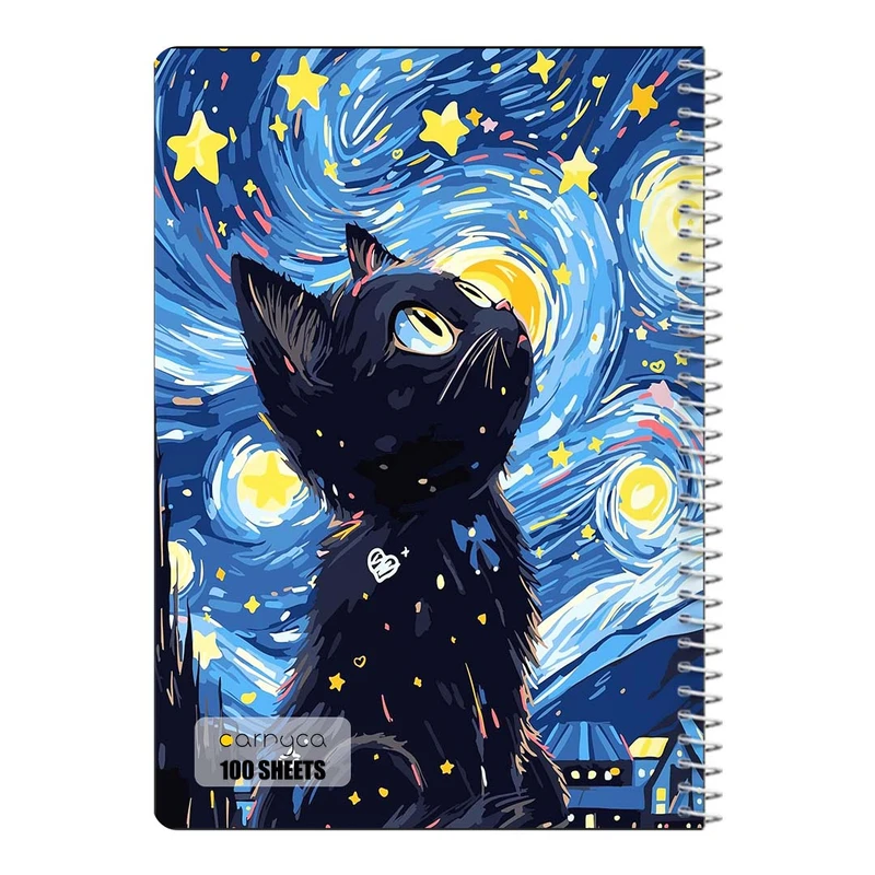 دفتر مشق 100 برگ سیمی کارنیکا طرح شب پرستاره فانتزی ون گوگ Fantasy Starry Night Van Gogh کد 41167