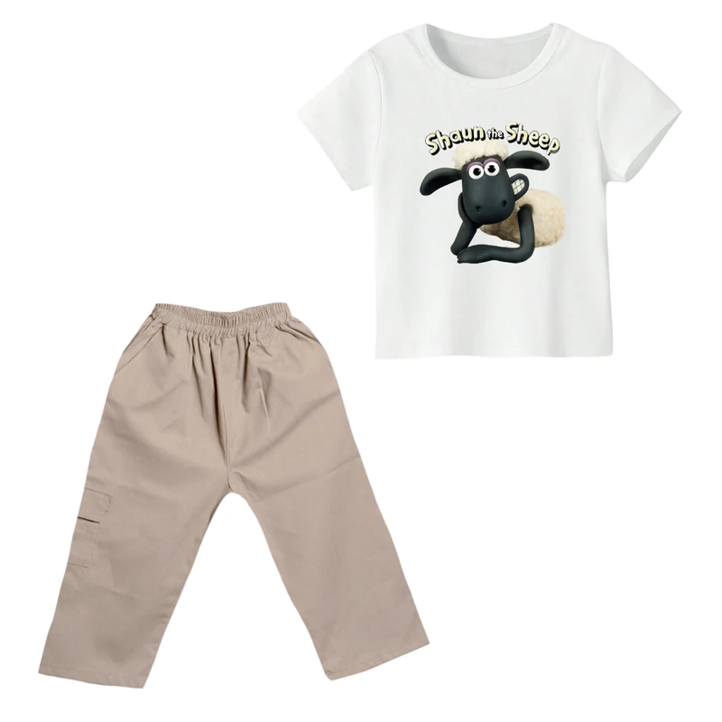 ست تی شرت و شلوارک پسرانه مدل گوسفند ناقلا