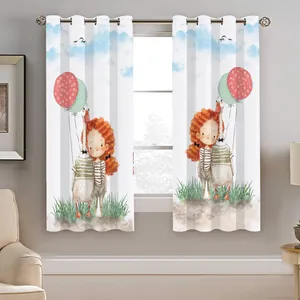 پرده نیروانا طرح دختر و بادکنک مدل هازان کد 8609 سایز 140×200 سانتی متر