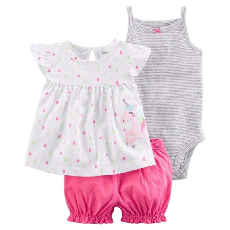 ست 3 تکه لباس نوزادی کارترز مدل تک شاخ