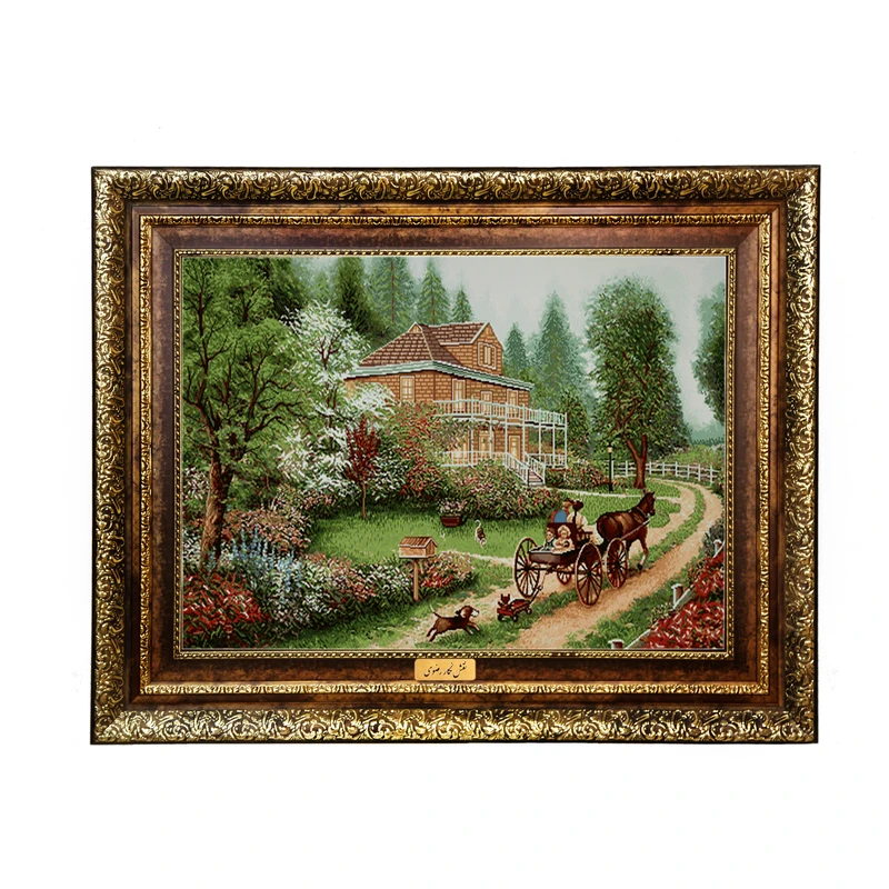 تابلو فرش ماشینی نقش نگار رضوی طرح منظره کد 1740KH