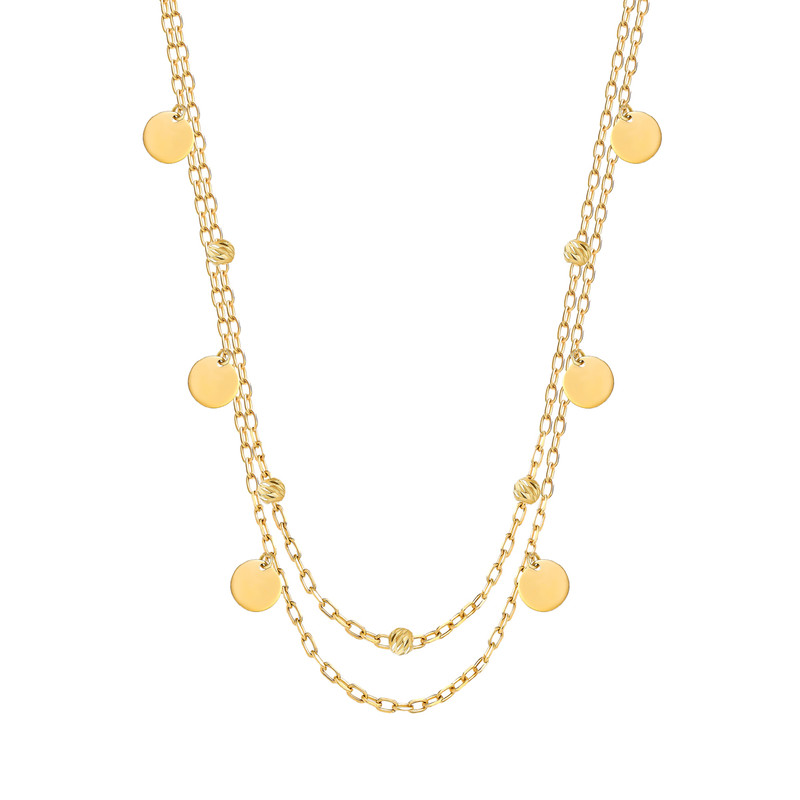 گردنبند طلا 18 عیار زنانه ماوی گالری مدل دو رج ترکمن و البر