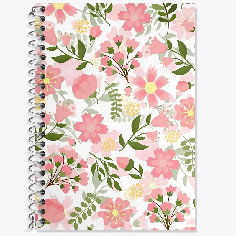 دفتر زبان 50 برگ خندالو مدل سه خط طرح گل گلی کد 29078