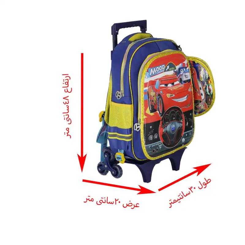 کوله پشتی چرخ دار طرح‌ مک کوئین کد 00987 به همراه جامدادی