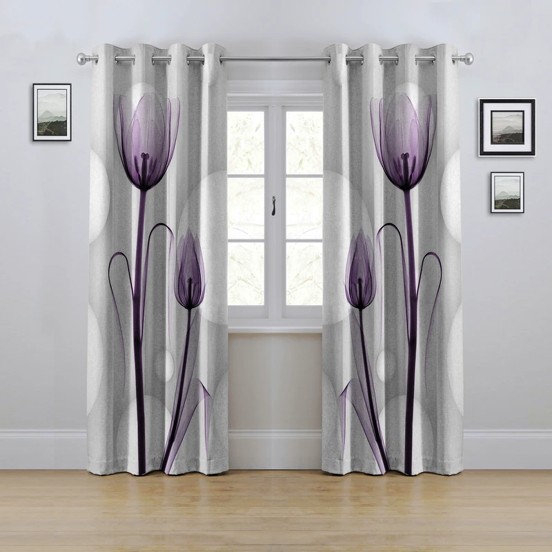 پرده مدل پانچی طرح لاله سایز 280x145 سانتی متر